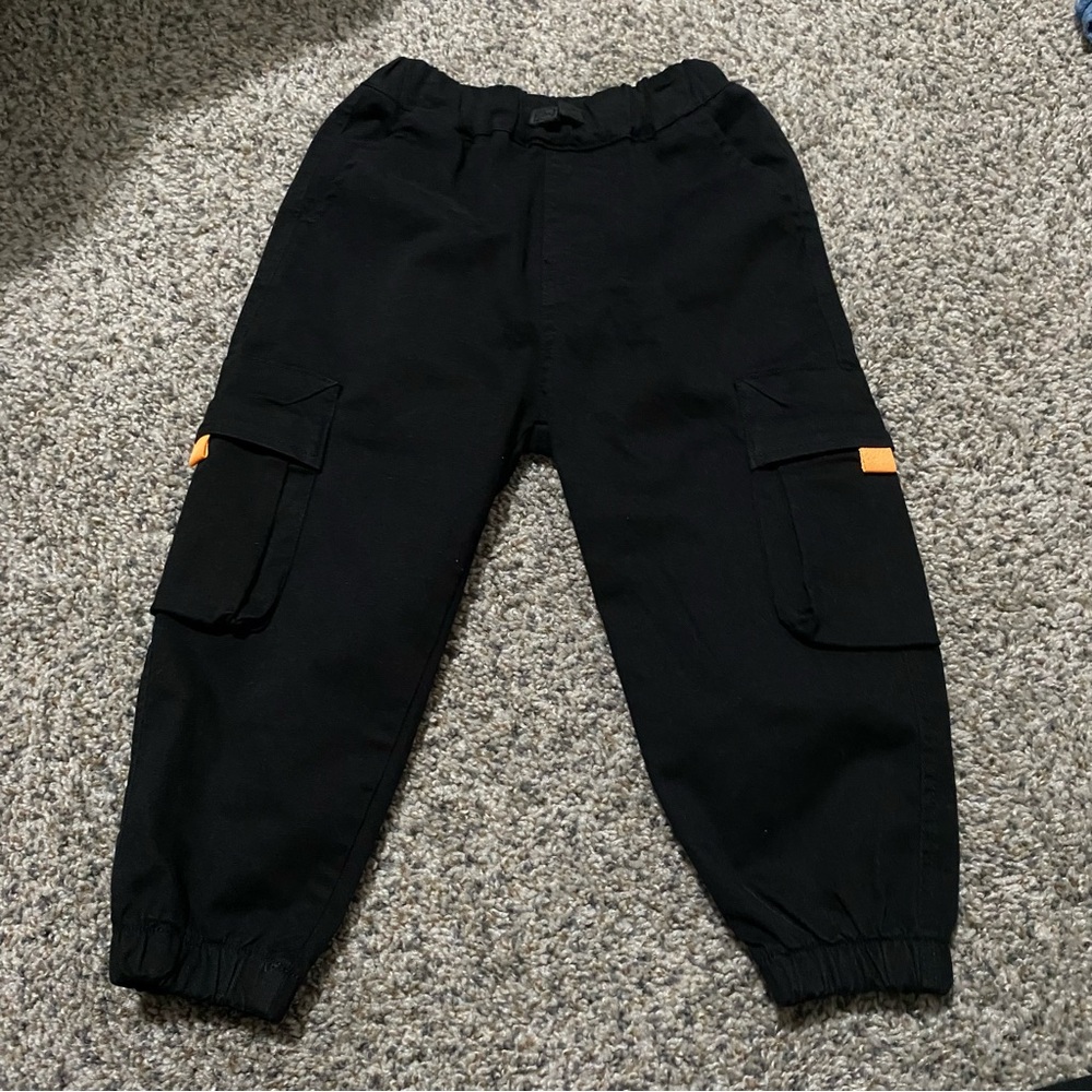 482 Kids Black Cargo Pants